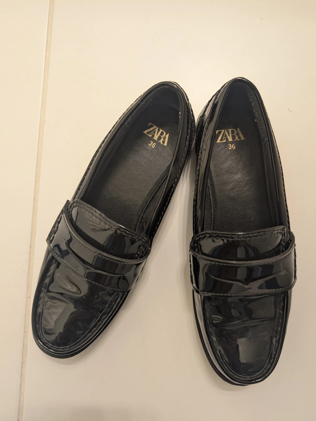 Zara Black Patent Loafers Size 36 - photo 4