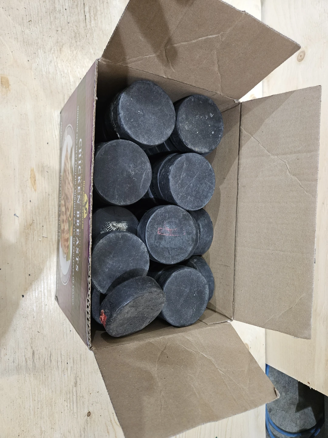 Stack of 64 pucks