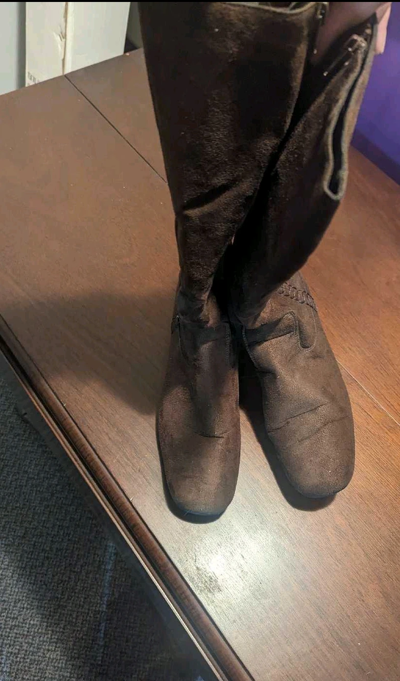 Brown Suede-like Knee-High Boots - photo 2