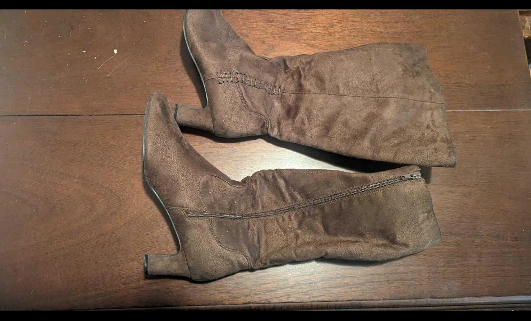 Brown Suede-like Knee-High Boots - photo 3
