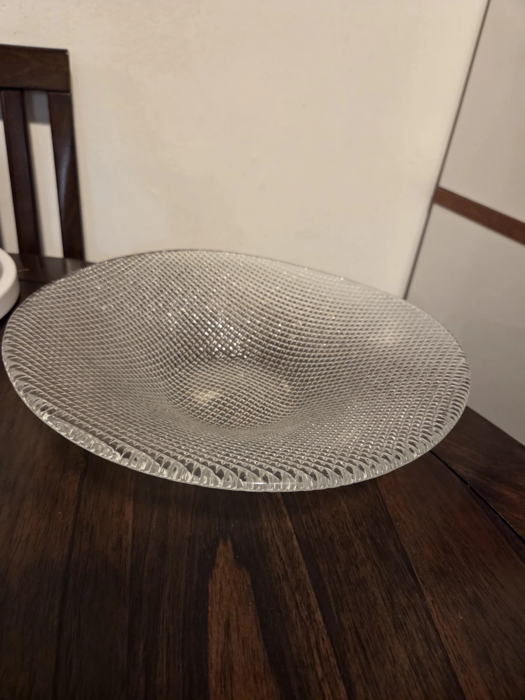 Heavy glass fruit bowl