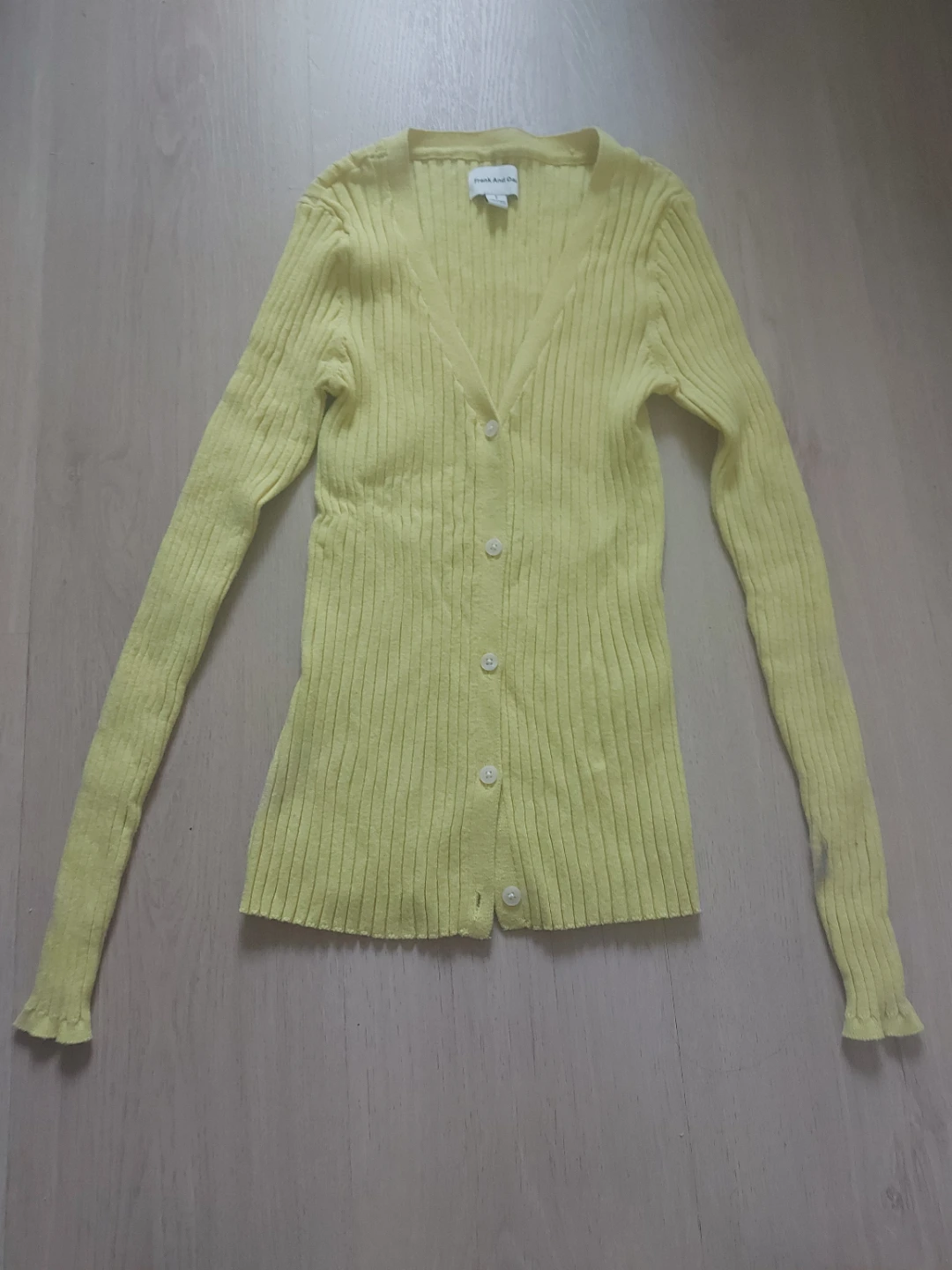 Frank And Oak Yellow Ribbed Cardigan