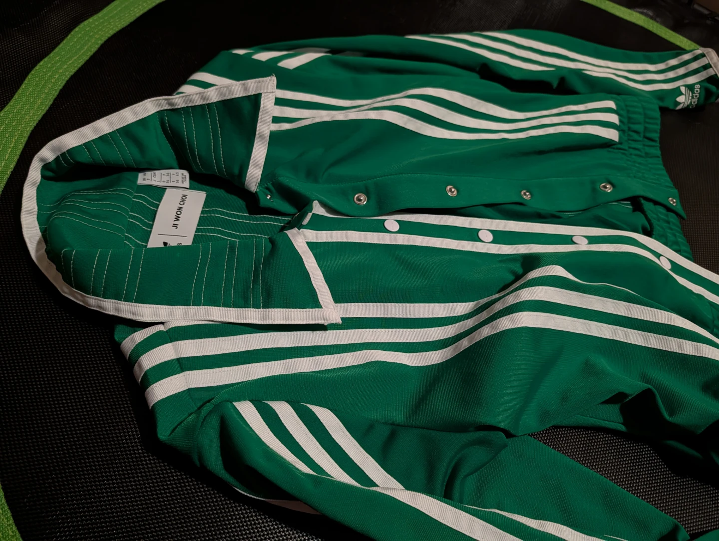 Adidas Track Jacket Green White Snap Button🏆
