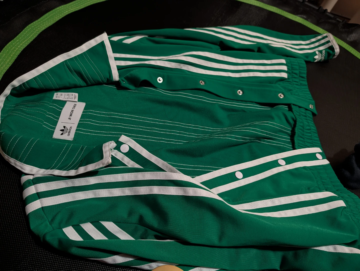 Adidas Track Jacket Green White Snap Button🏆 - photo 2