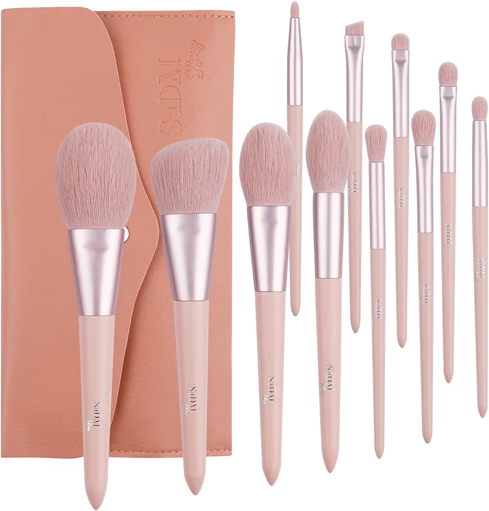 SaD&M Silky 11-Piece Makeup Brush Set with Pouch