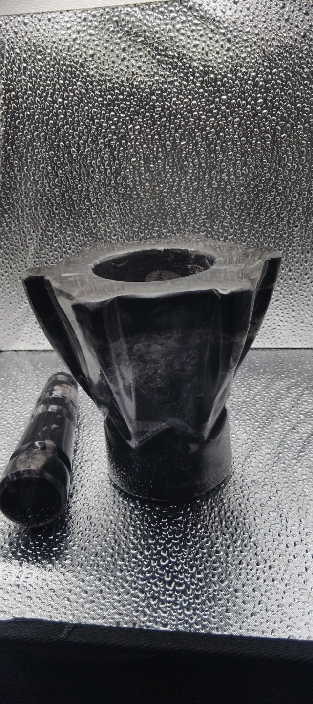 Black Stone Mortar and Pestle Orthoceras - photo 3