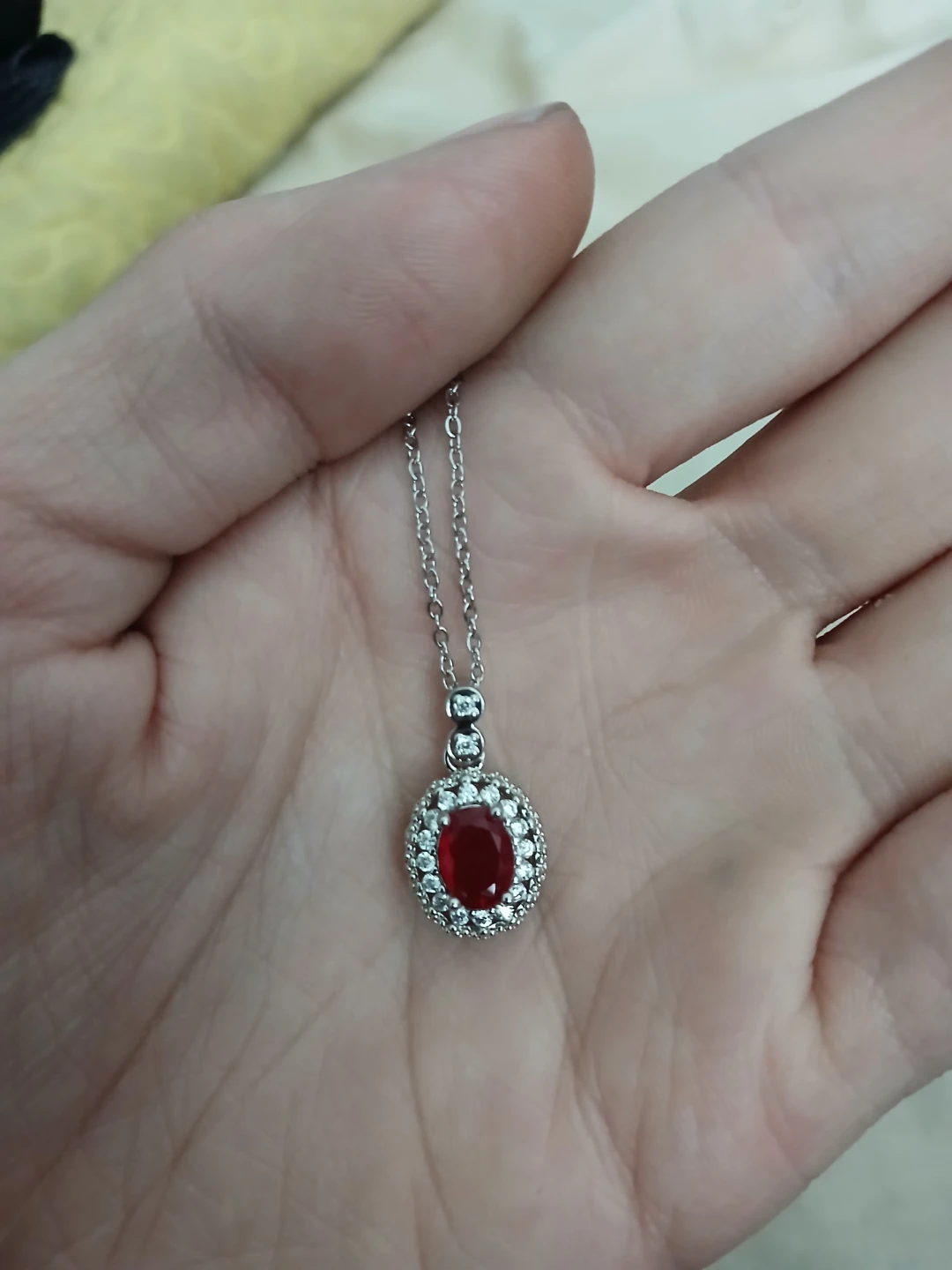 925 Silver And Lab Grown Ruby CZ Pendant Necklace