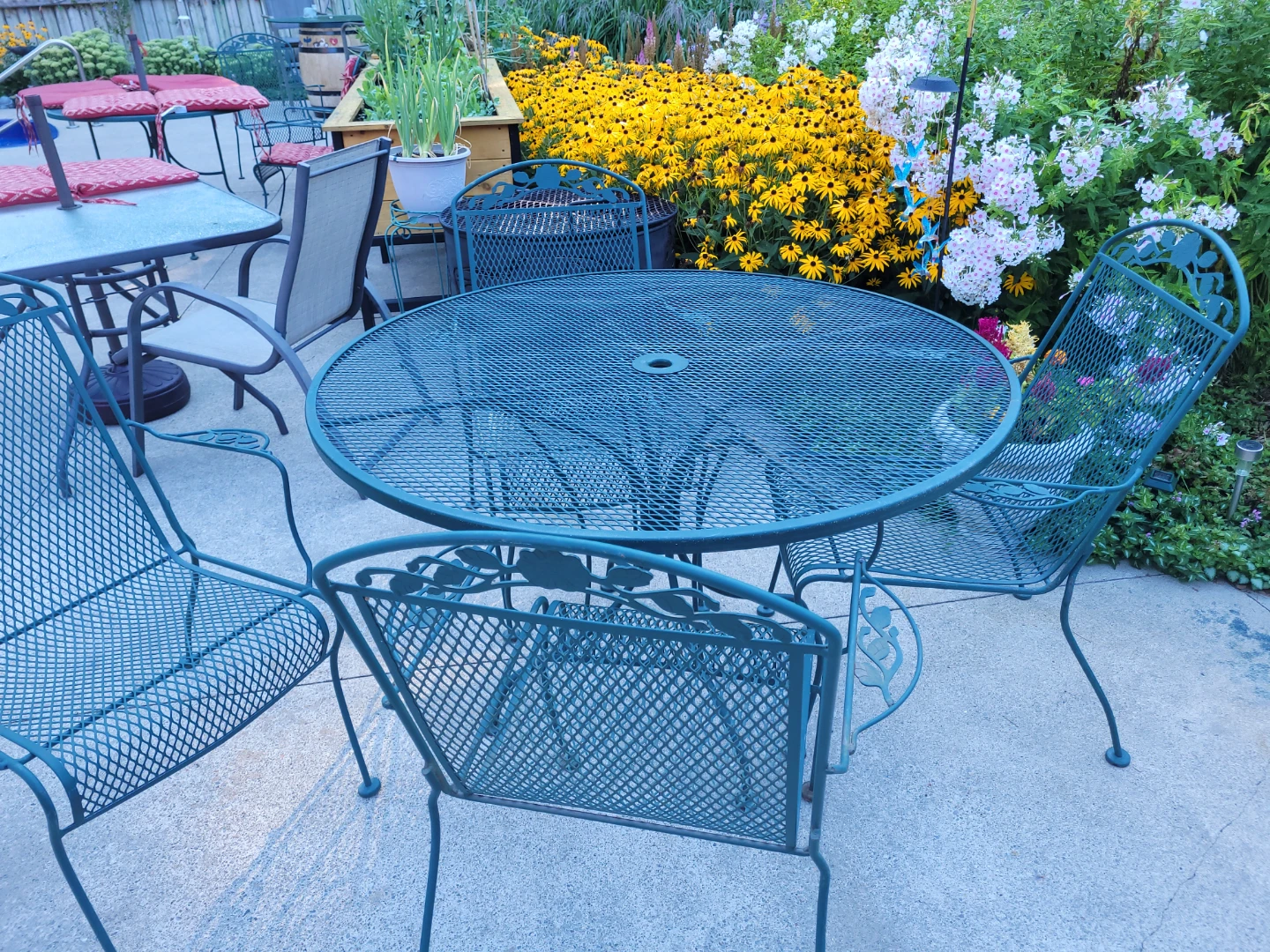 Teal Metal Outdoor Dining Set