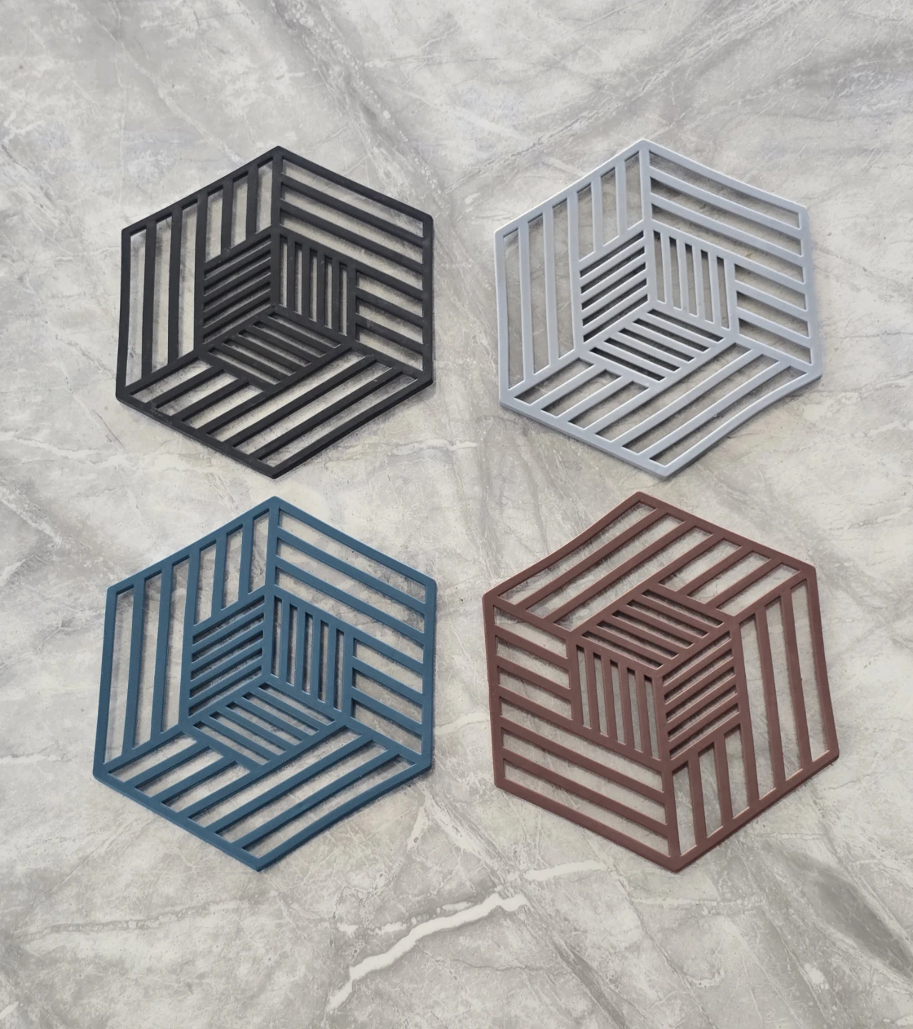 Set of 4 Geometric Hexagon Coasters