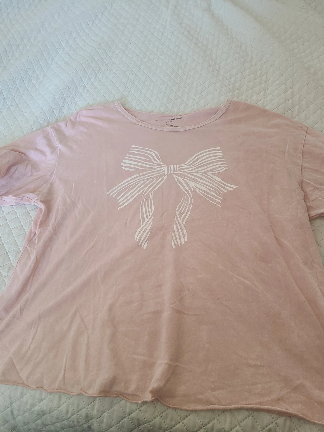 Caution to the Wind Pink Bow Graphic T-Shirt