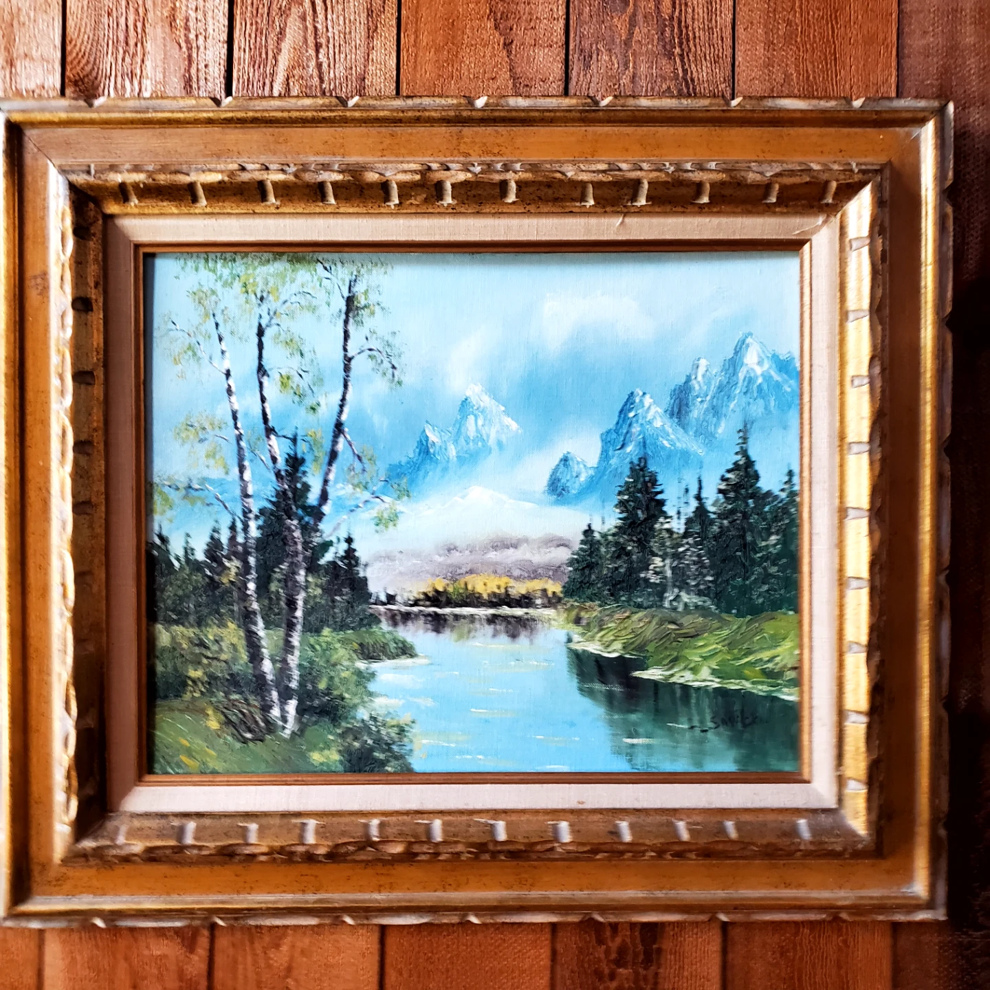 Framed Mountain Landscape Painting