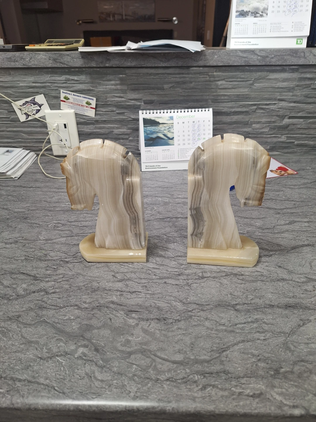 Horse Head Bookends Marble