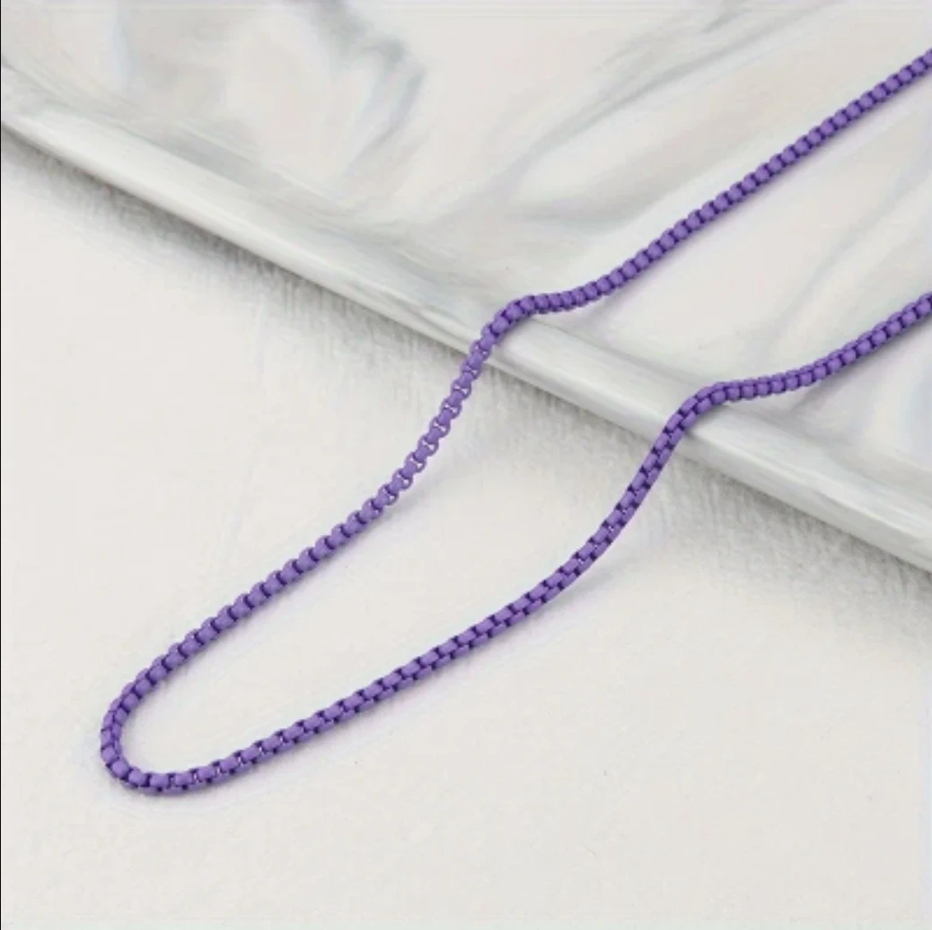 Funky Coloured Titanium Steel Box Chain Necklaces - photo 5
