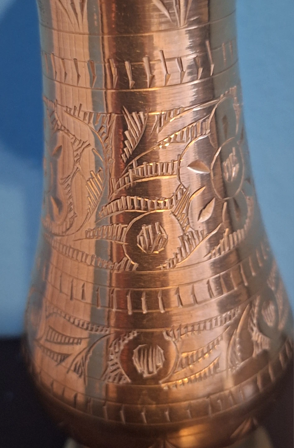 Vintage Brass Vase with Engraved Floral Design - photo 4