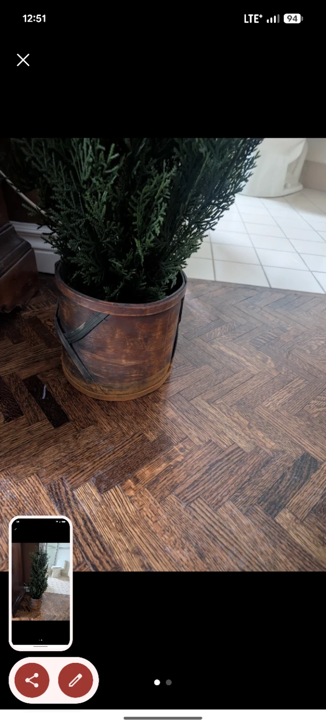 Artificial Potted Cedar Tree in Wood Bucket - photo 2