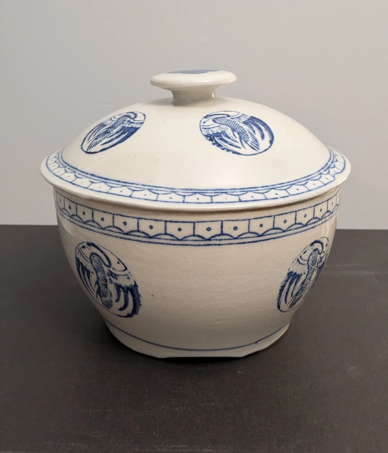 Set of 2 Blue and White Chinese Serving Bowls with Lid - photo 2
