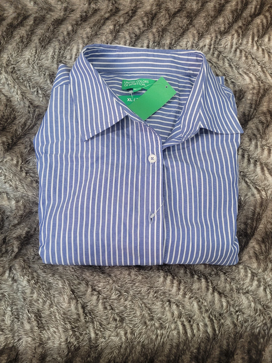 United Colors of Benetton Blue Striped Button-Up Shirt XL - photo 2