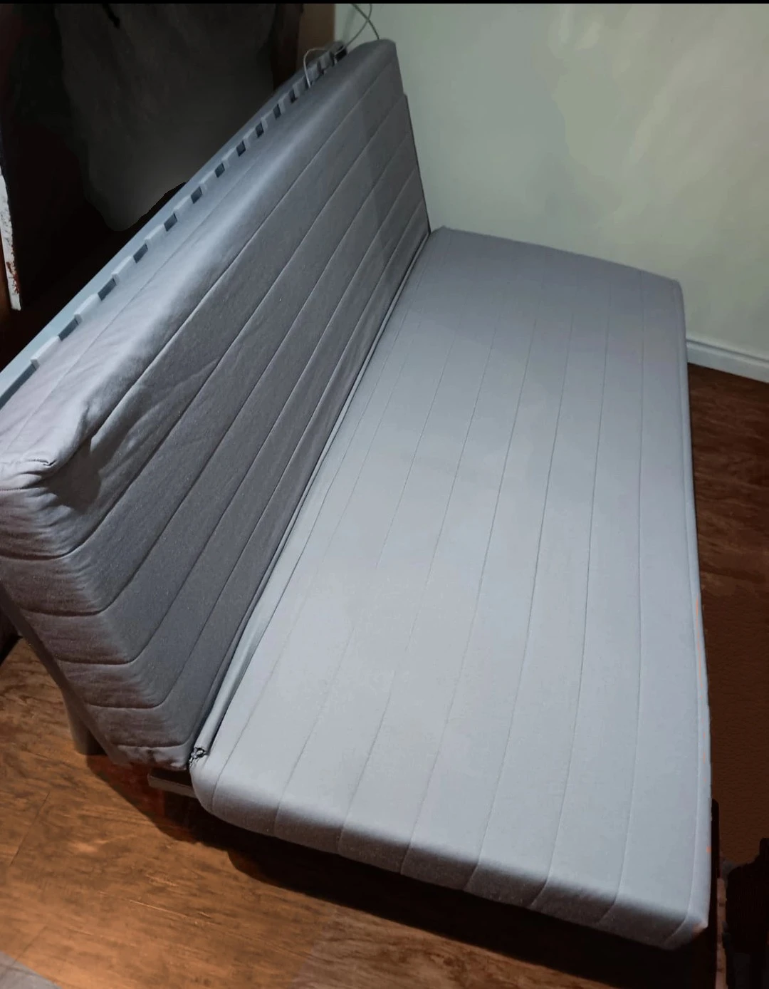 Grey Futon Sofa Bed Frame with Mattress - photo 2