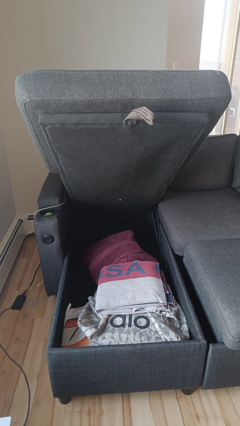 Dark Grey Fabric Recliner Armrest with Cup Holder - photo 5