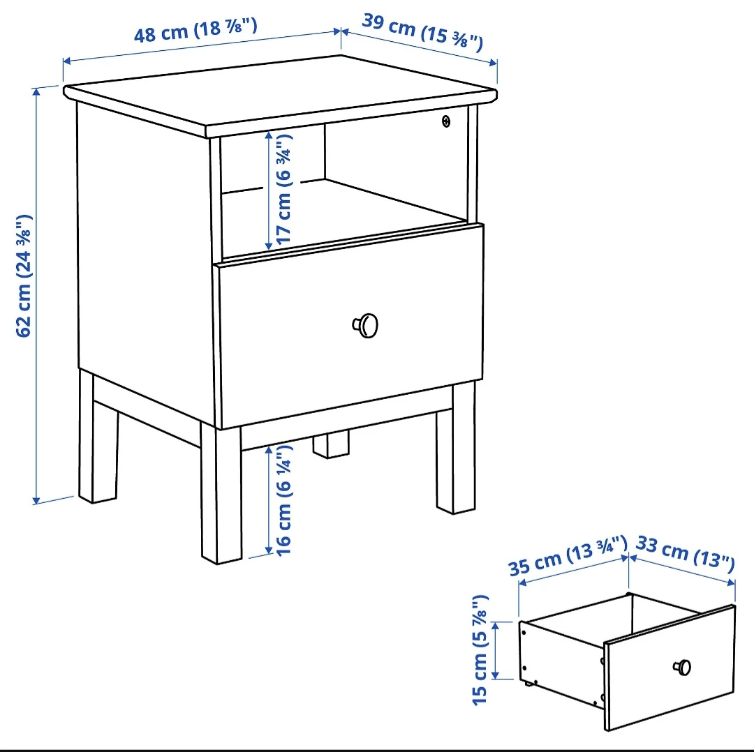 IKEA Pine Nightstand with Drawer - photo 5