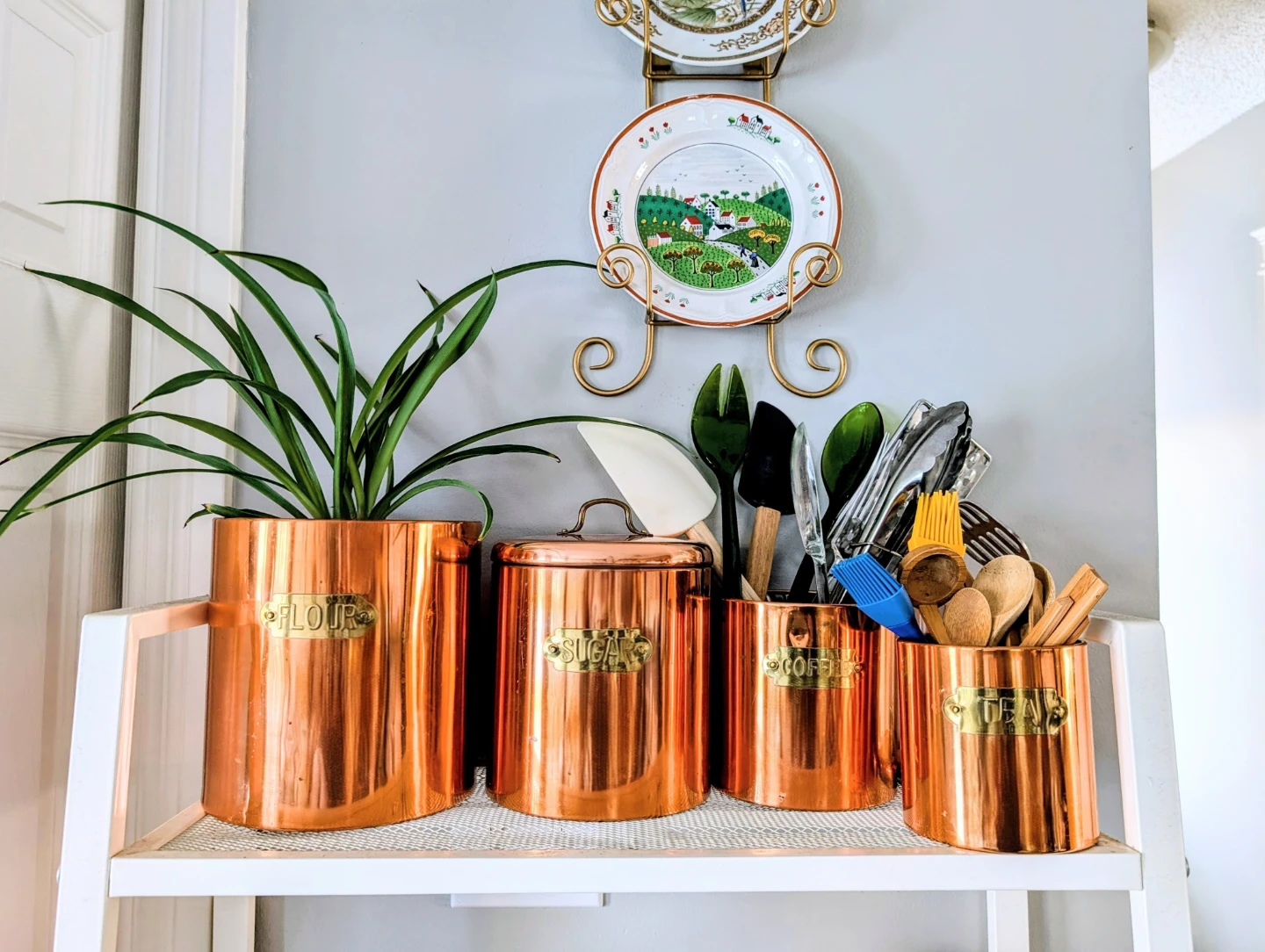 Set of 4 Copper Kitchen Canisters - Flour, Sugar, Coffee, Tea - photo 5