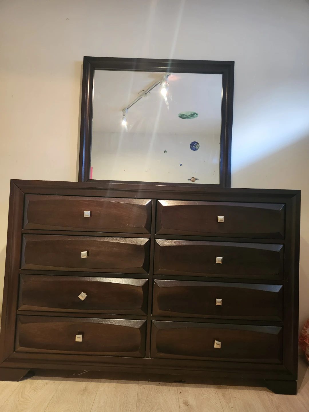 Dark Wood Dresser with Mirror