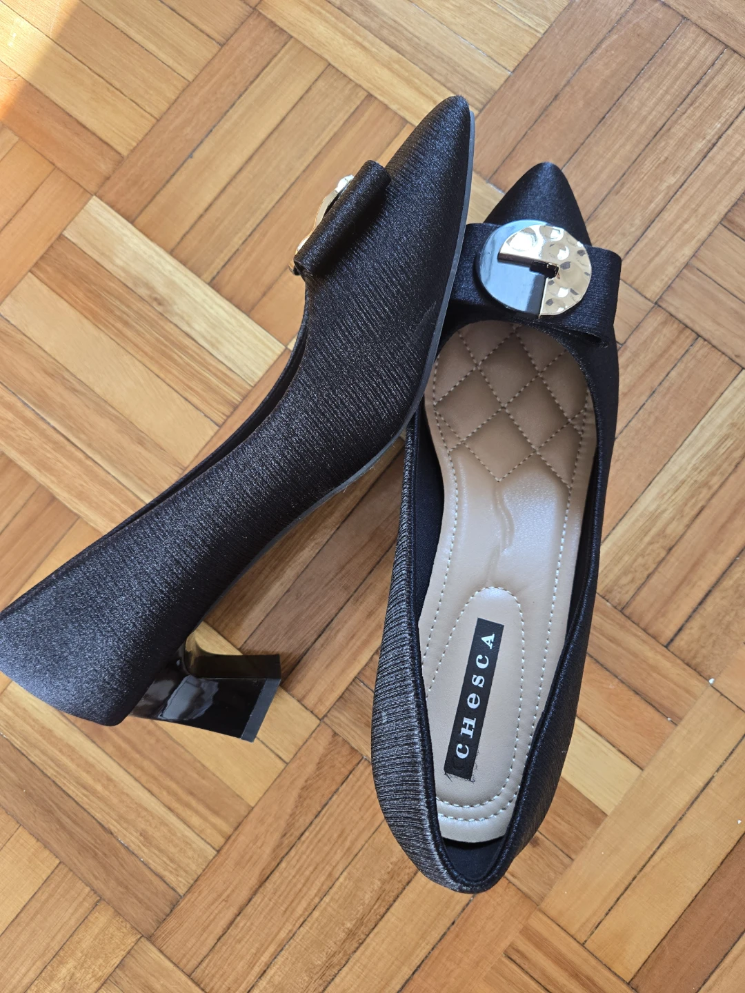 CHIESCA Black Embellished Pointed Toe Flats - photo 2