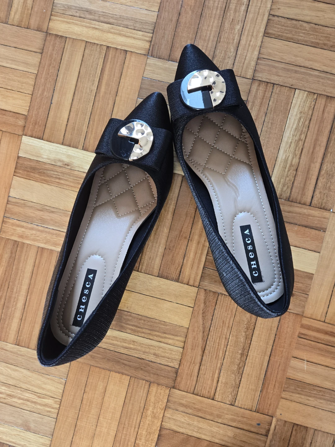 CHIESCA Black Embellished Pointed Toe Flats - photo 3