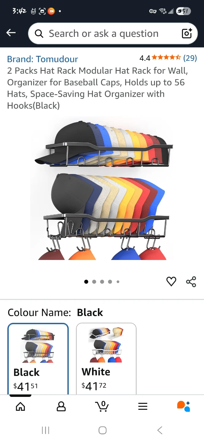 Black Hat Rack Modular Organizer - Holds up to 56 Hats