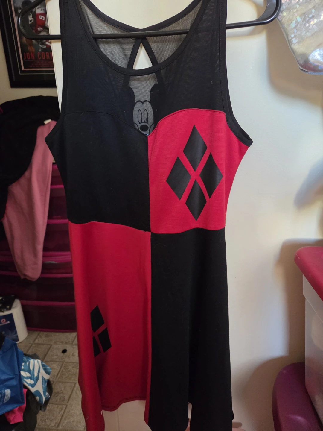 Women's Harley Quinn Inspired Dress with Mickey Mouse Detail