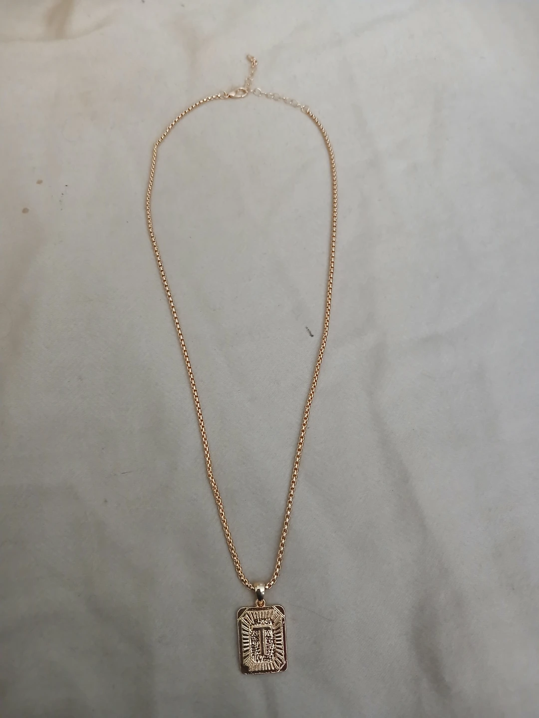 18K Gold Plated Zinc Alloy Letter T Pendant Necklace - photo 3