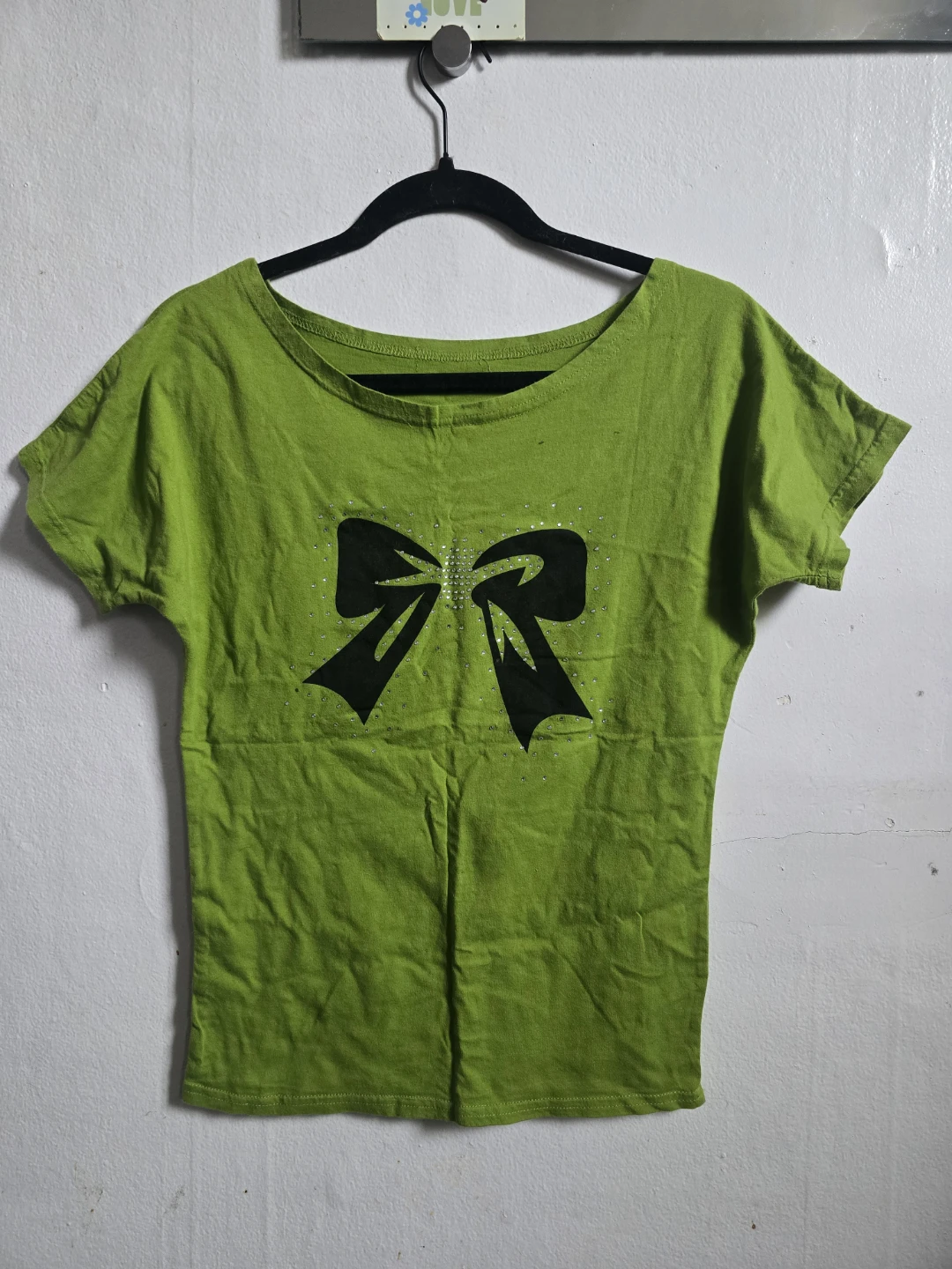 Short Sleeve off one sholder T-Shirt with Rhinestone Bow - photo 3