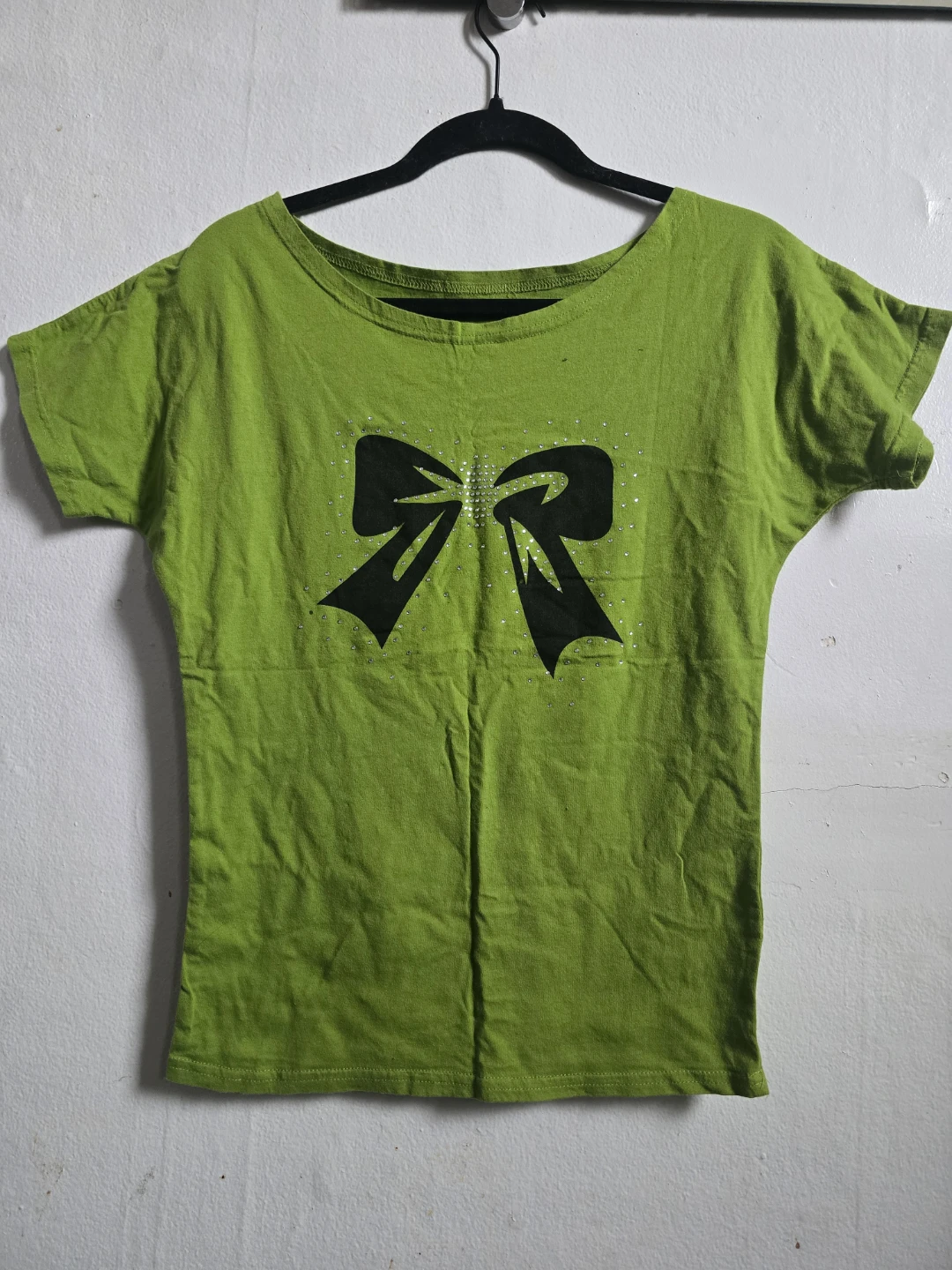 Short Sleeve off one sholder T-Shirt with Rhinestone Bow - photo 5