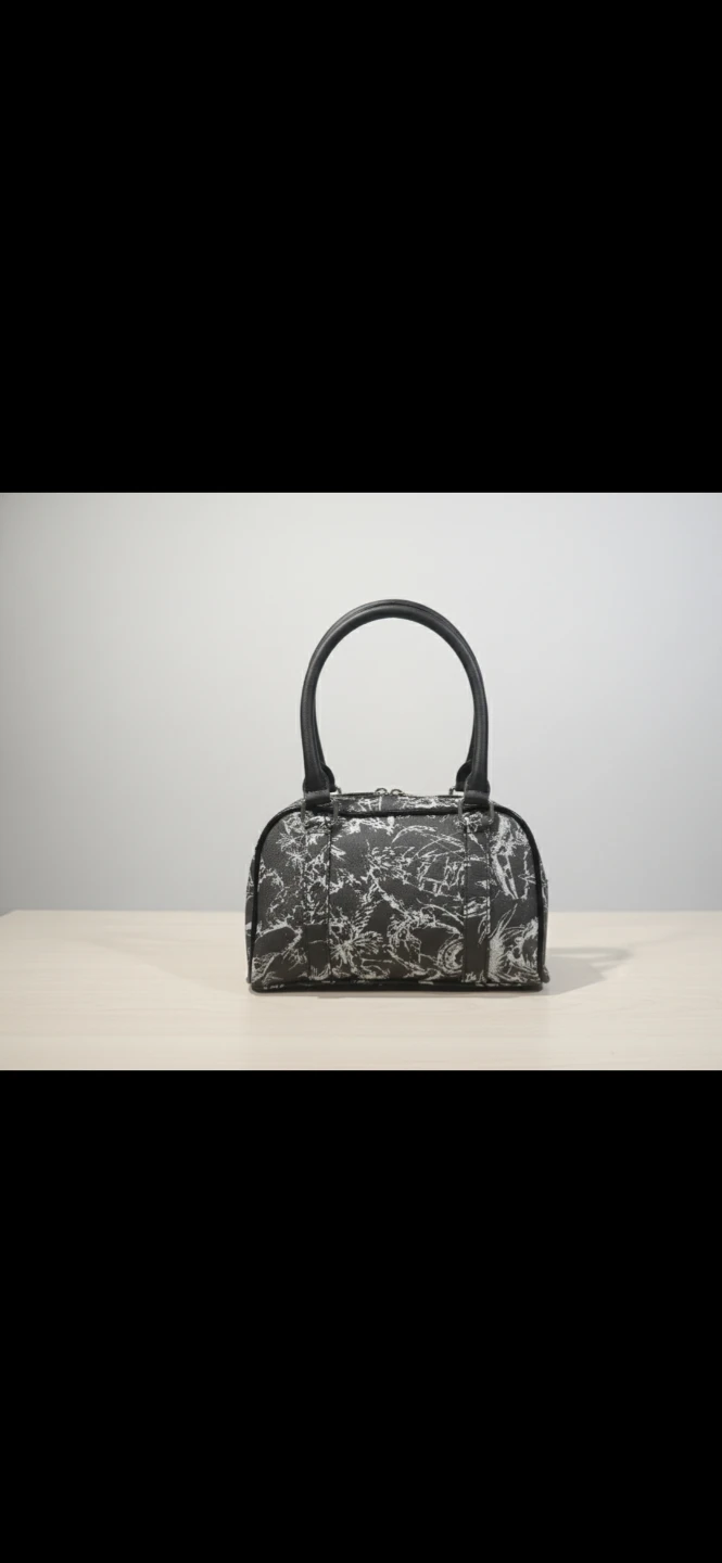 Black and White Patterned Mini Duffel Bag