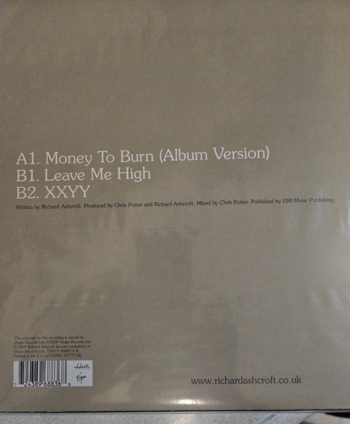 Richard Ashcroft Money To Burn Vinyl Record - photo 2