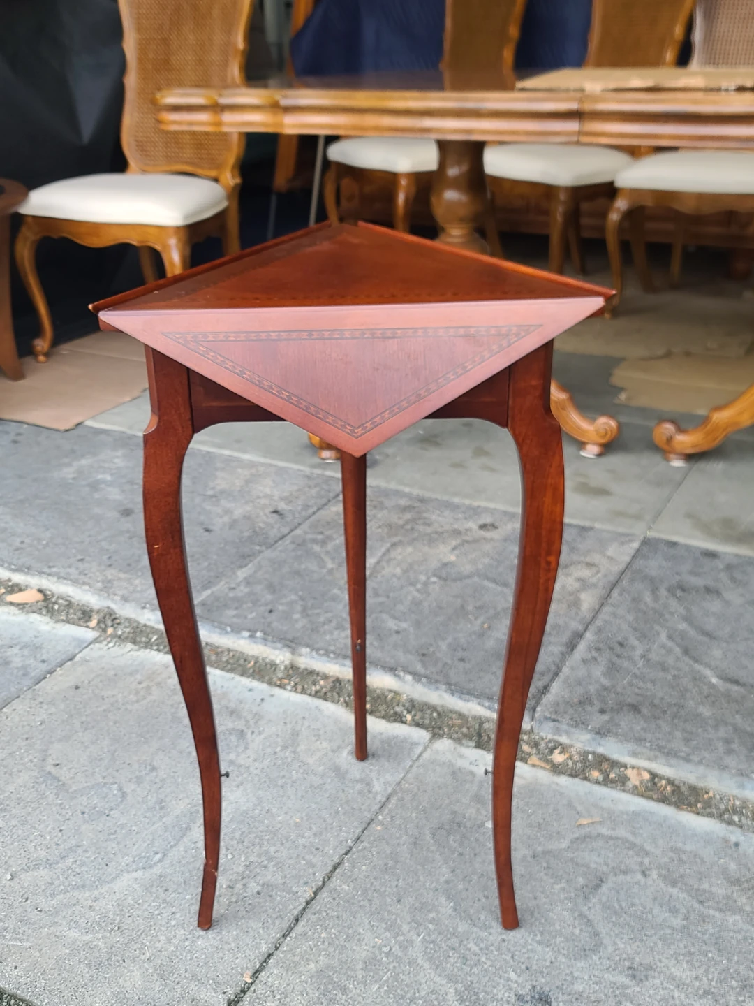Triangular Drop Leaf Wood Table
