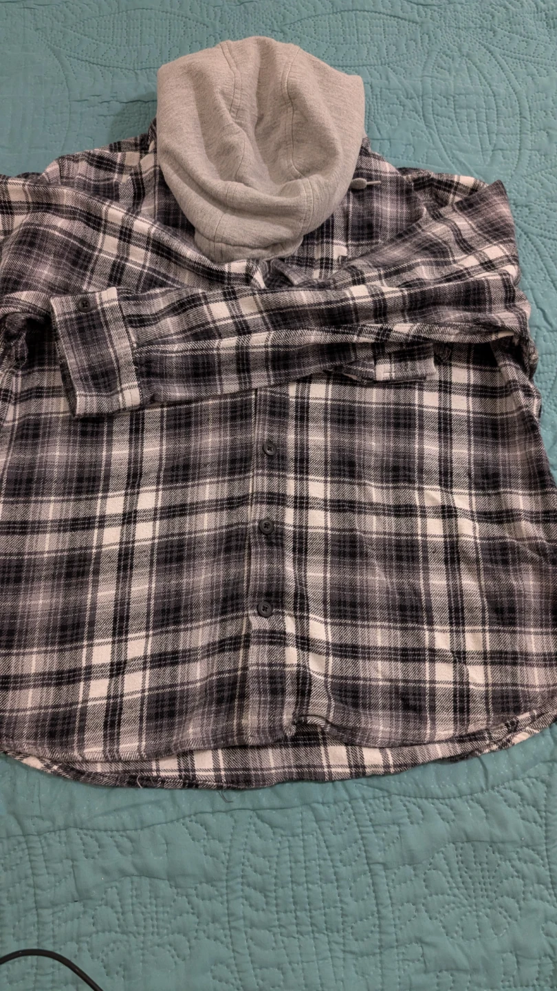 NW MFG Co. Plaid Flannel Hooded Shirt L/G - photo 4