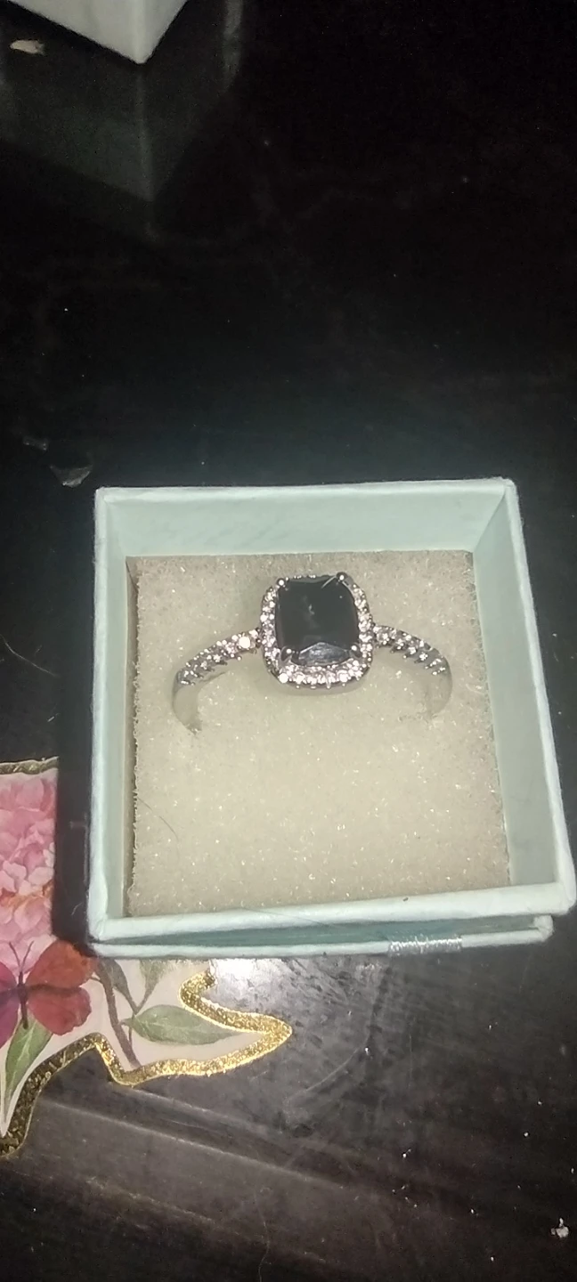 Ring with Black Stone and Rhinestones🏆