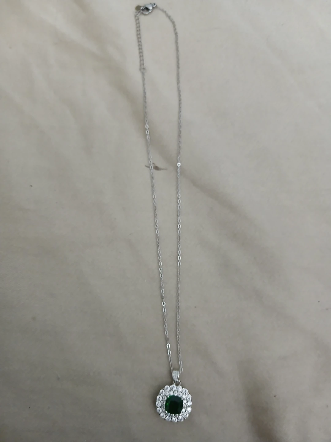 925 Silver And Synthetic Emerald Necklace - photo 5