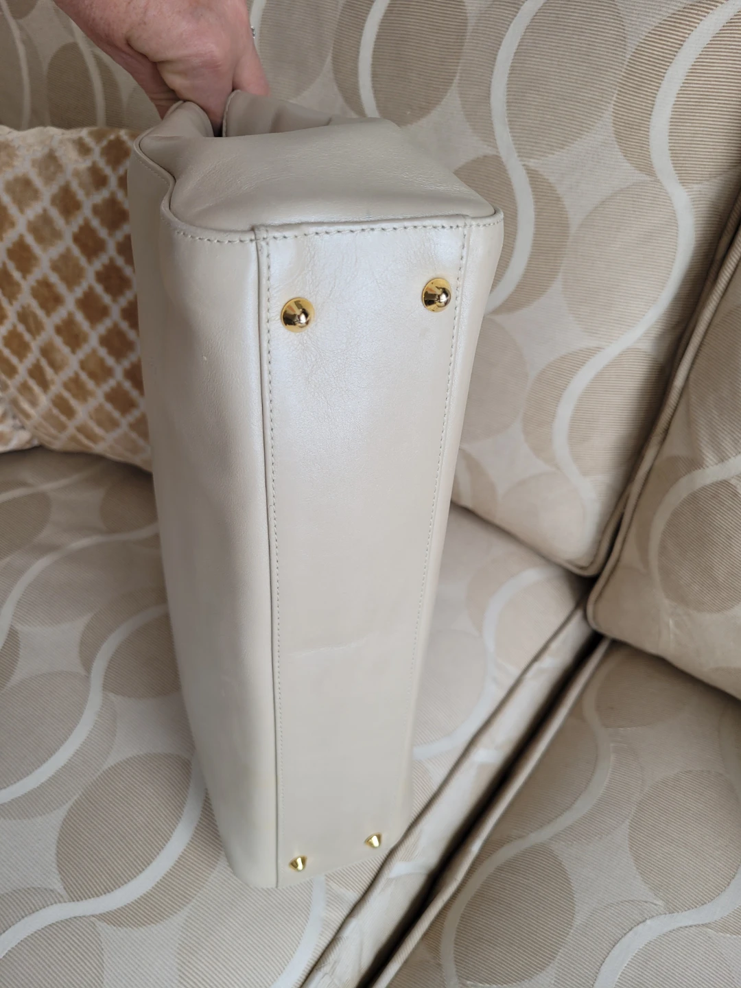 Vtg Holt Renfrew Cream Leather Top Handle Handbag - photo 5