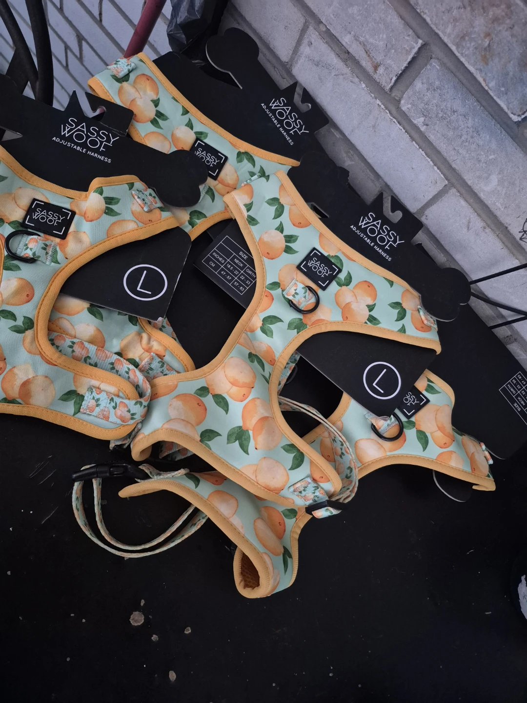 Sassy Woof Adjustable Dog Harness - Peach Print - Size L - photo 4
