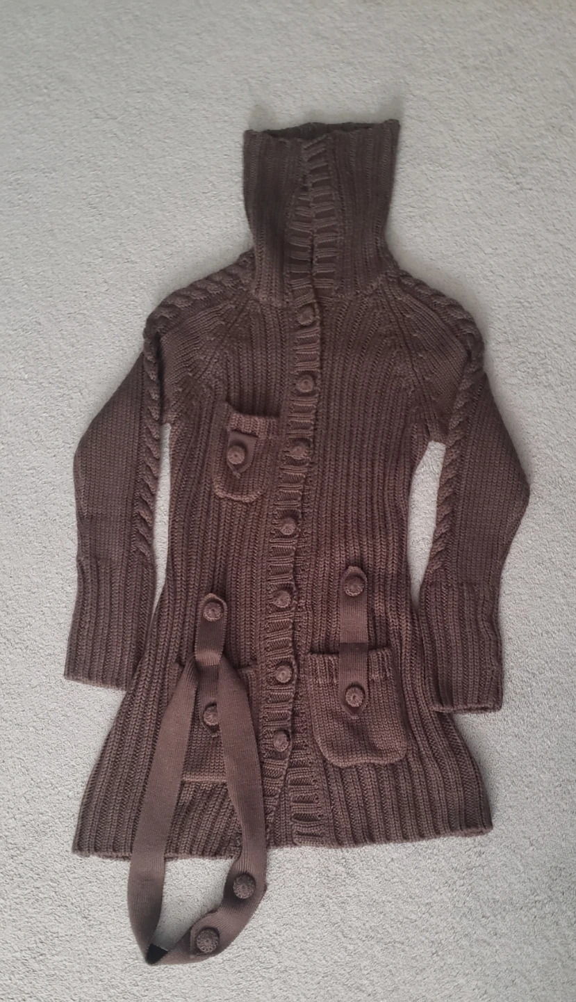 Brown Knit Cardigan Sweater