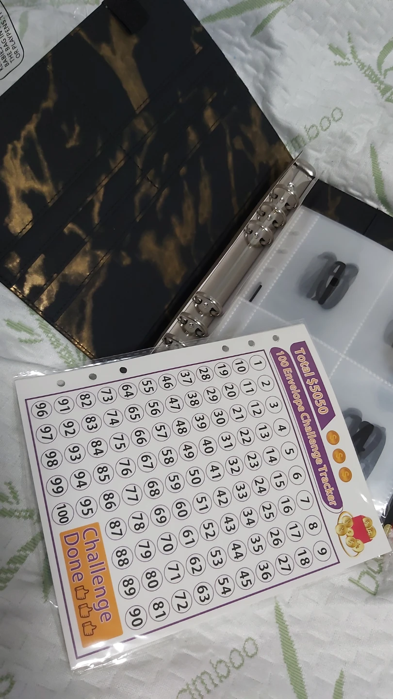 100 Envelope Savings Challenge Binder (marble) - photo 2