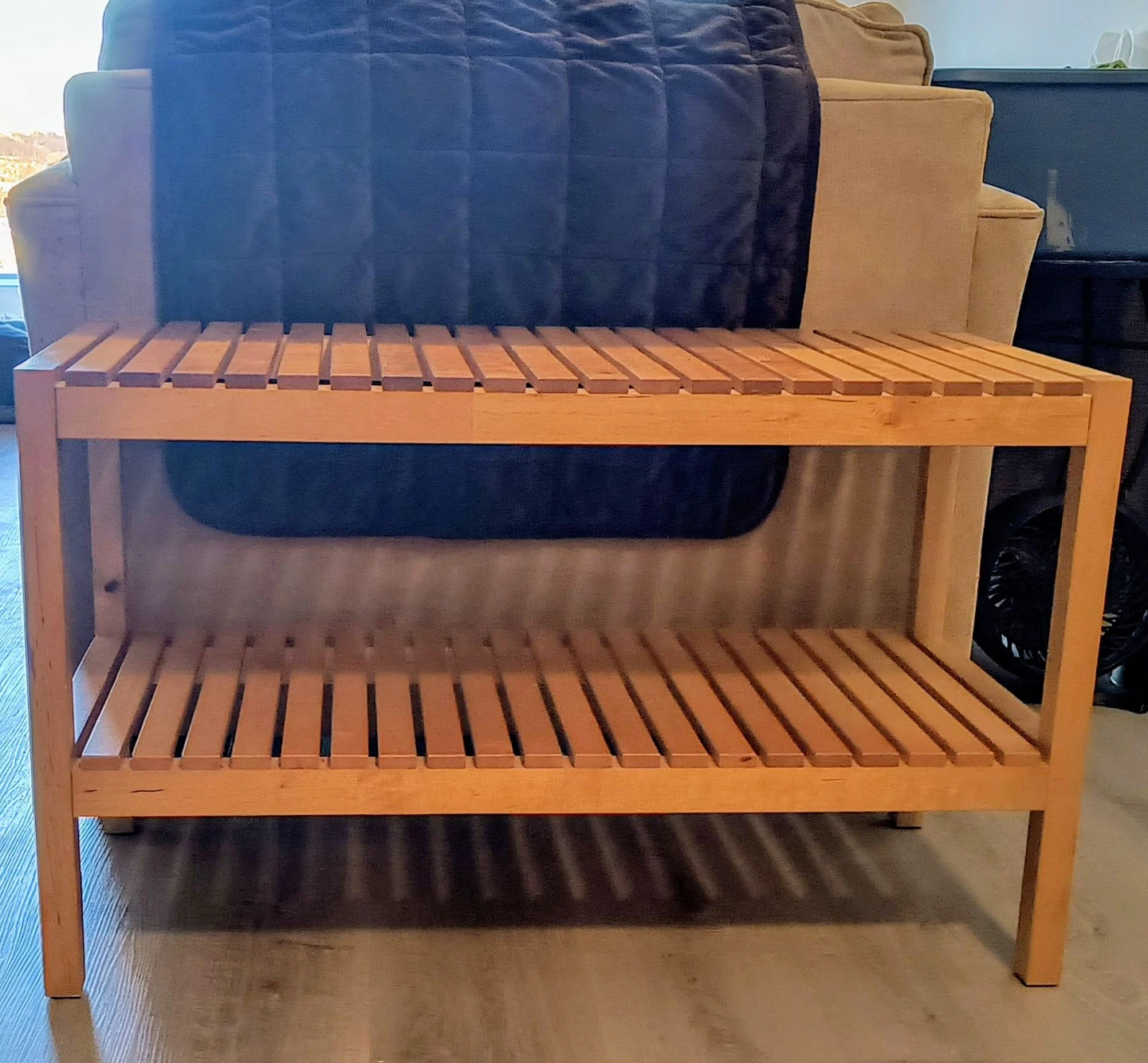 Wooden 2-Tier Shoe Rack / Bench - photo 2