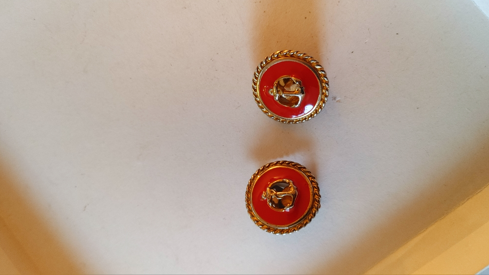 Clip-on Earrings - Red and Gold Tone New - photo 4