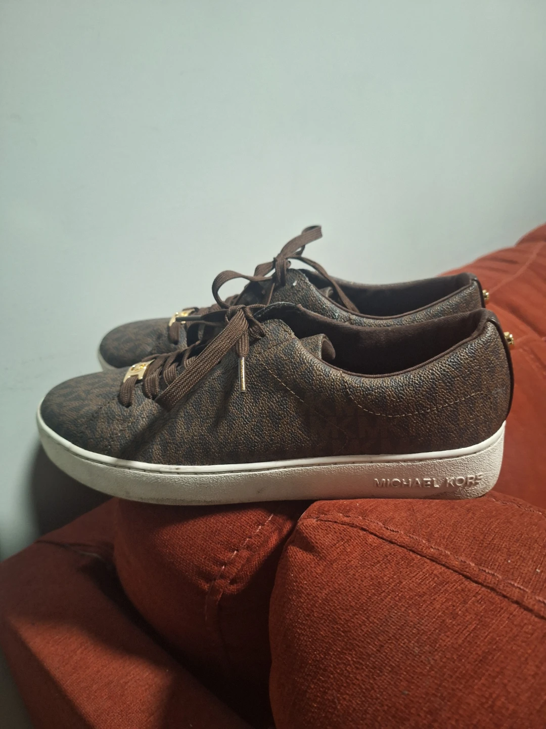 Michael Kors "MK" Monogram Sneakers Brown/Gold - photo 3