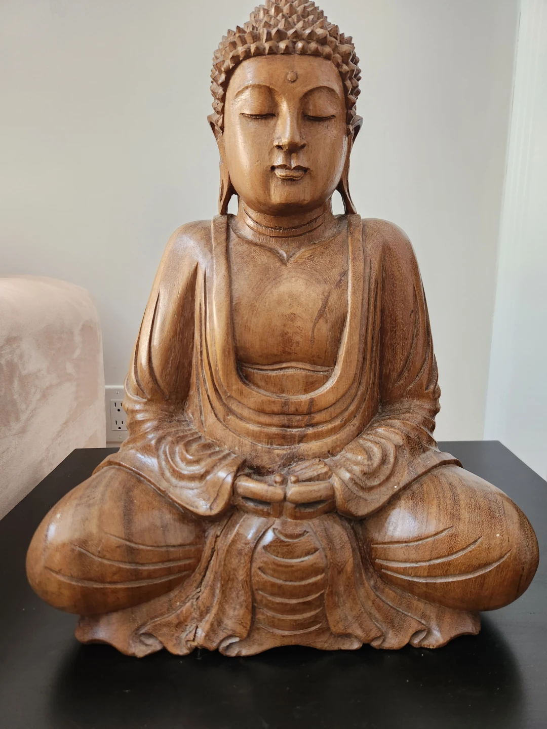 Serene Buddha hand carved teak