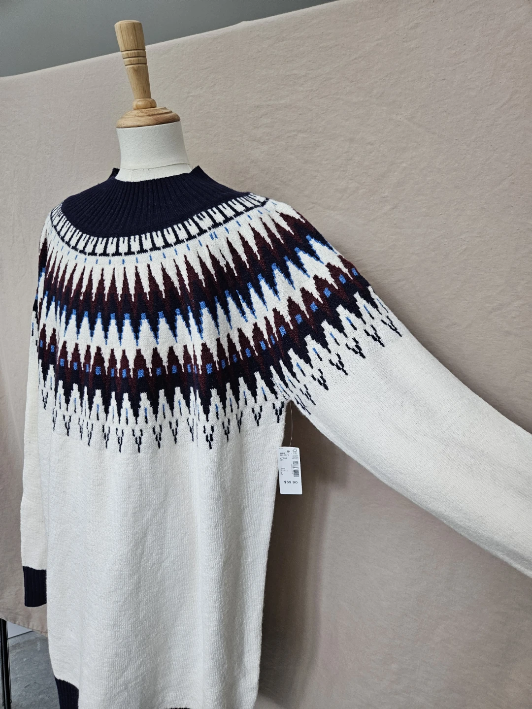 Women's Fair Isle Knit Sweater Tunic - Size L - photo 3