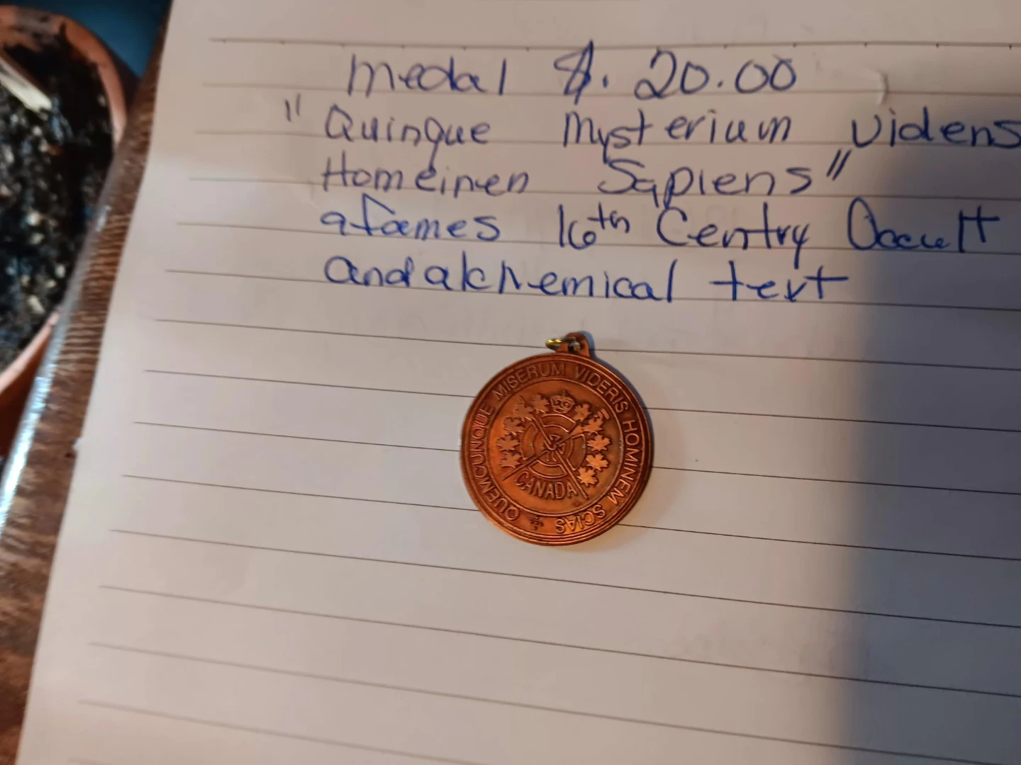 Canada Medal - "Quinque Mysterium Videns Sapiens"