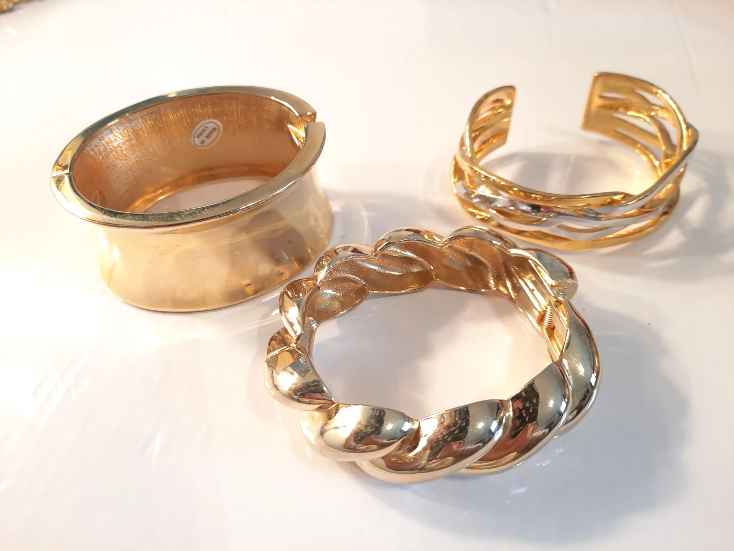Set of 3 Gold Tone Statement Bracelets